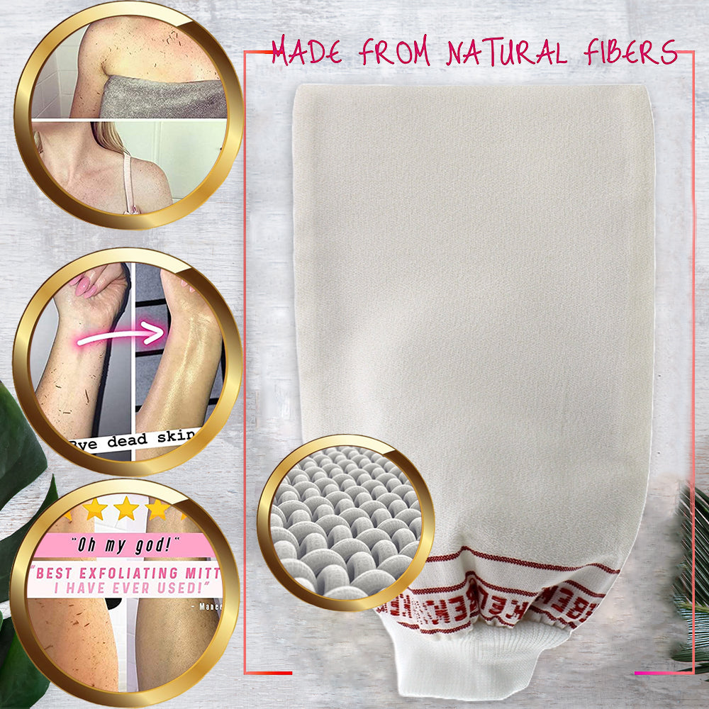 (2 Stück, mittelgroß) Kelebek Premium-Peelinghandschuhe aus natürlichem Material, türkisches Hammam-Kese, Original-Peelinghandschuh, Körperpeeling für Männer und Frauen
