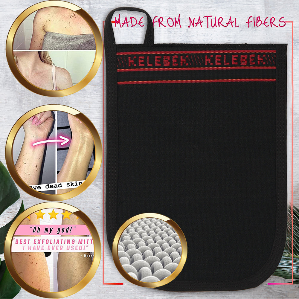 (2 Stück grob) Kelebek Premium Natürliche Peelinghandschuhe, Türkisches Hammam Kese, Original Peelinghandschuh, Körperpeeling für Männer und Frauen
