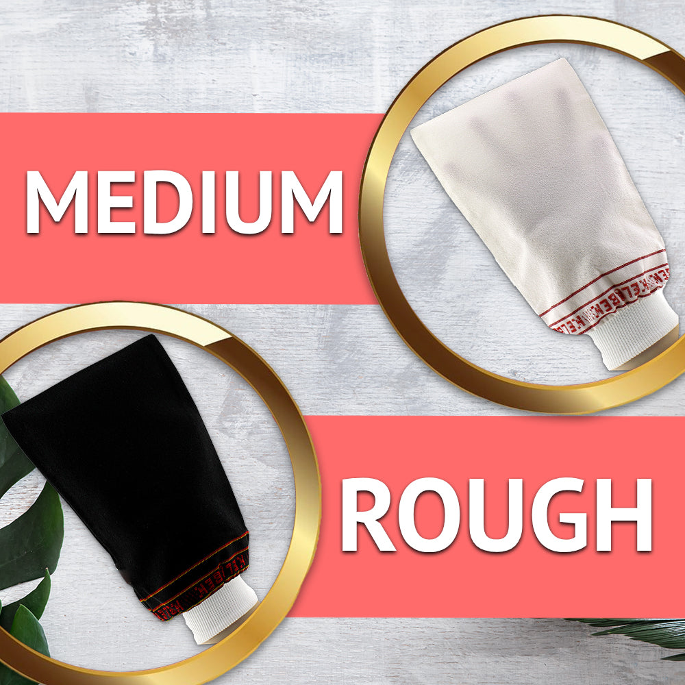 (2 Stück, mittelgroß) Kelebek Premium-Peelinghandschuhe aus natürlichem Material, türkisches Hammam-Kese, Original-Peelinghandschuh, Körperpeeling für Männer und Frauen