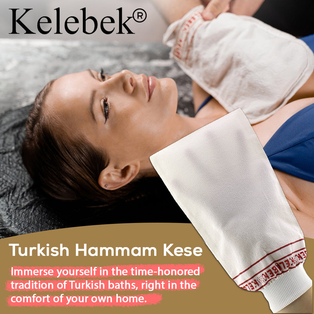 (2 Stück, mittelgroß) Kelebek Premium-Peelinghandschuhe aus natürlichem Material, türkisches Hammam-Kese, Original-Peelinghandschuh, Körperpeeling für Männer und Frauen