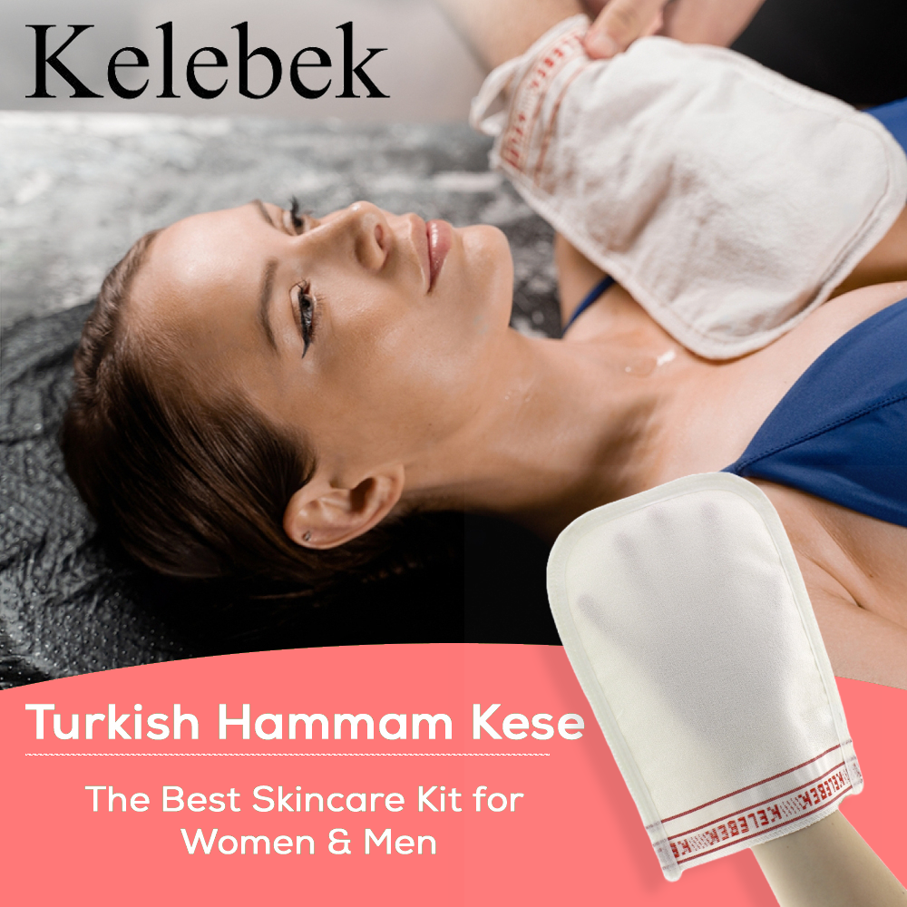 (4 Stück, mittelgroß) Kelebek Premium-Peelinghandschuhe aus natürlichem Material, türkisches Hammam-Kese, Original-Peelinghandschuh, Körperpeeling für Männer und Frauen