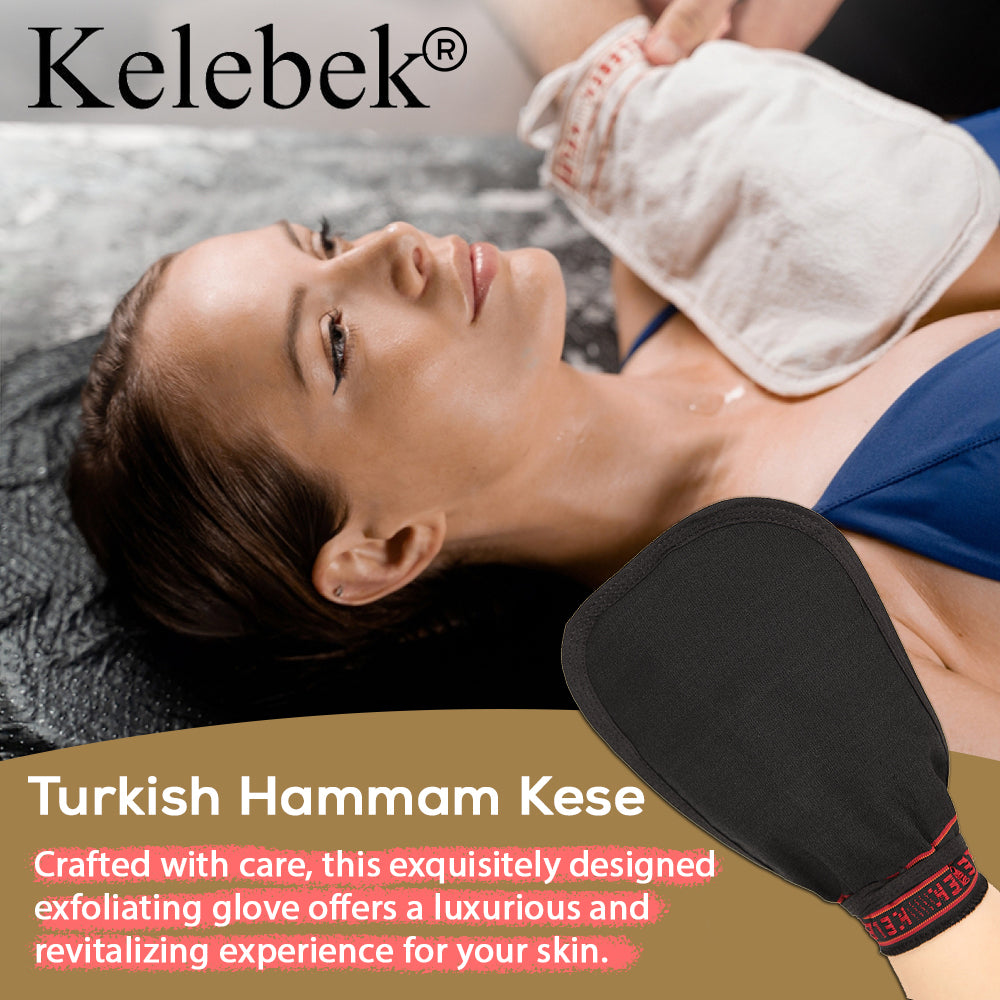 (2 Stück grob) Kelebek Premium Natürliche Peelinghandschuhe, Türkisches Hammam Kese, Original Peelinghandschuh, Körperpeeling für Männer und Frauen