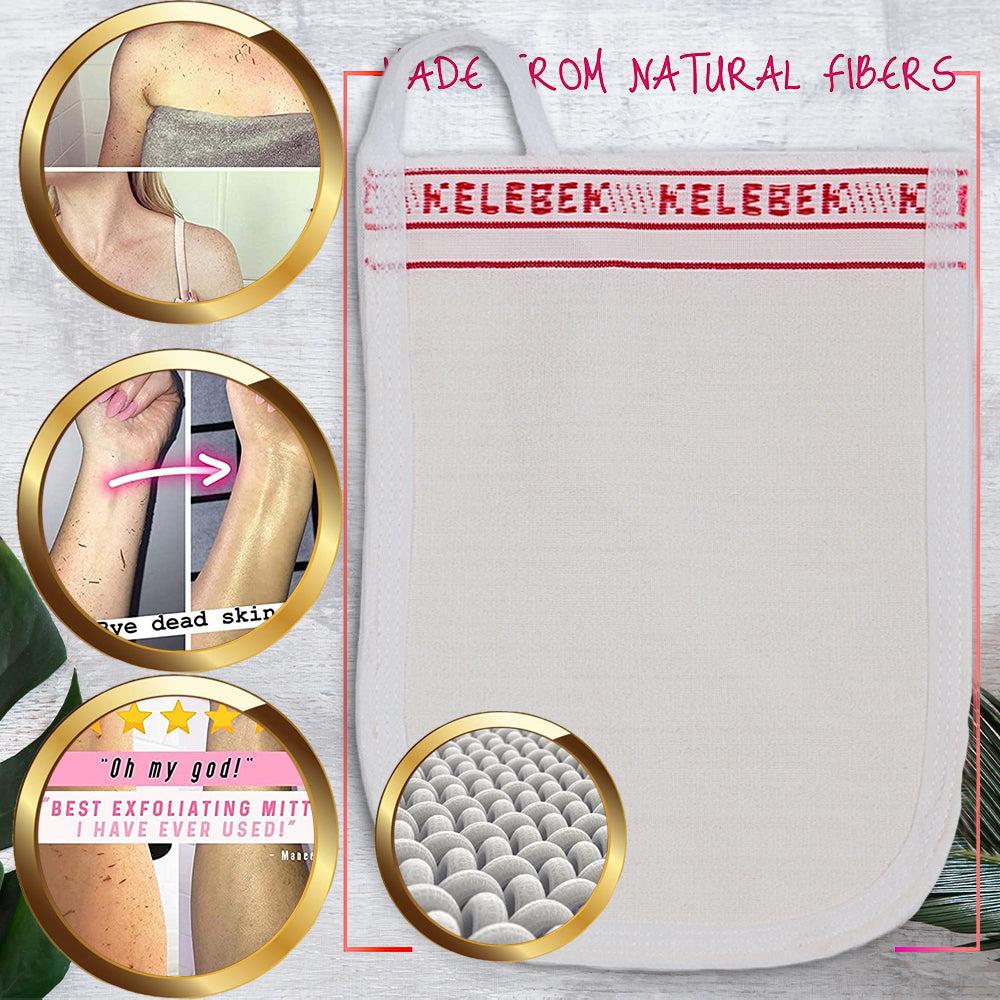 [2 Stück Medium] Kelebek Premium Natürliche Peelinghandschuhe, Türkisches Hammam Kese, Original Peelinghandschuh, Körperpeeling für Männer und Frauen 