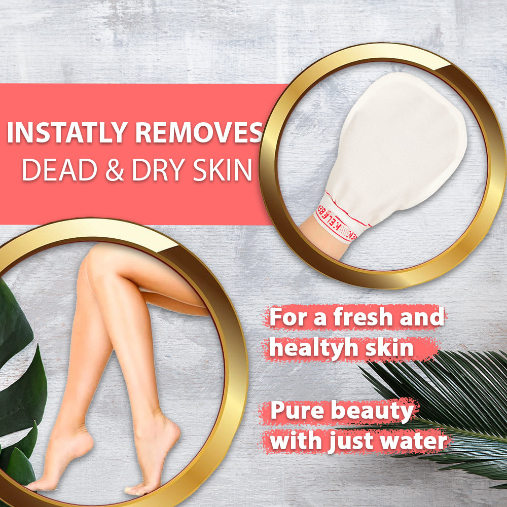 [2 Stück Medium] Kelebek Premium Natürliche Peelinghandschuhe, Türkisches Hammam Kese, Original Peelinghandschuh, Körperpeeling für Männer und Frauen 