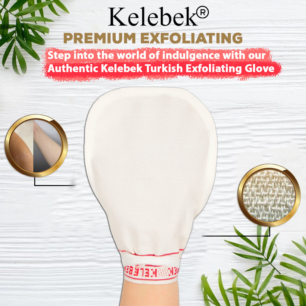 [2 Stück Medium] Kelebek Premium Natürliche Peelinghandschuhe, Türkisches Hammam Kese, Original Peelinghandschuh, Körperpeeling für Männer und Frauen 