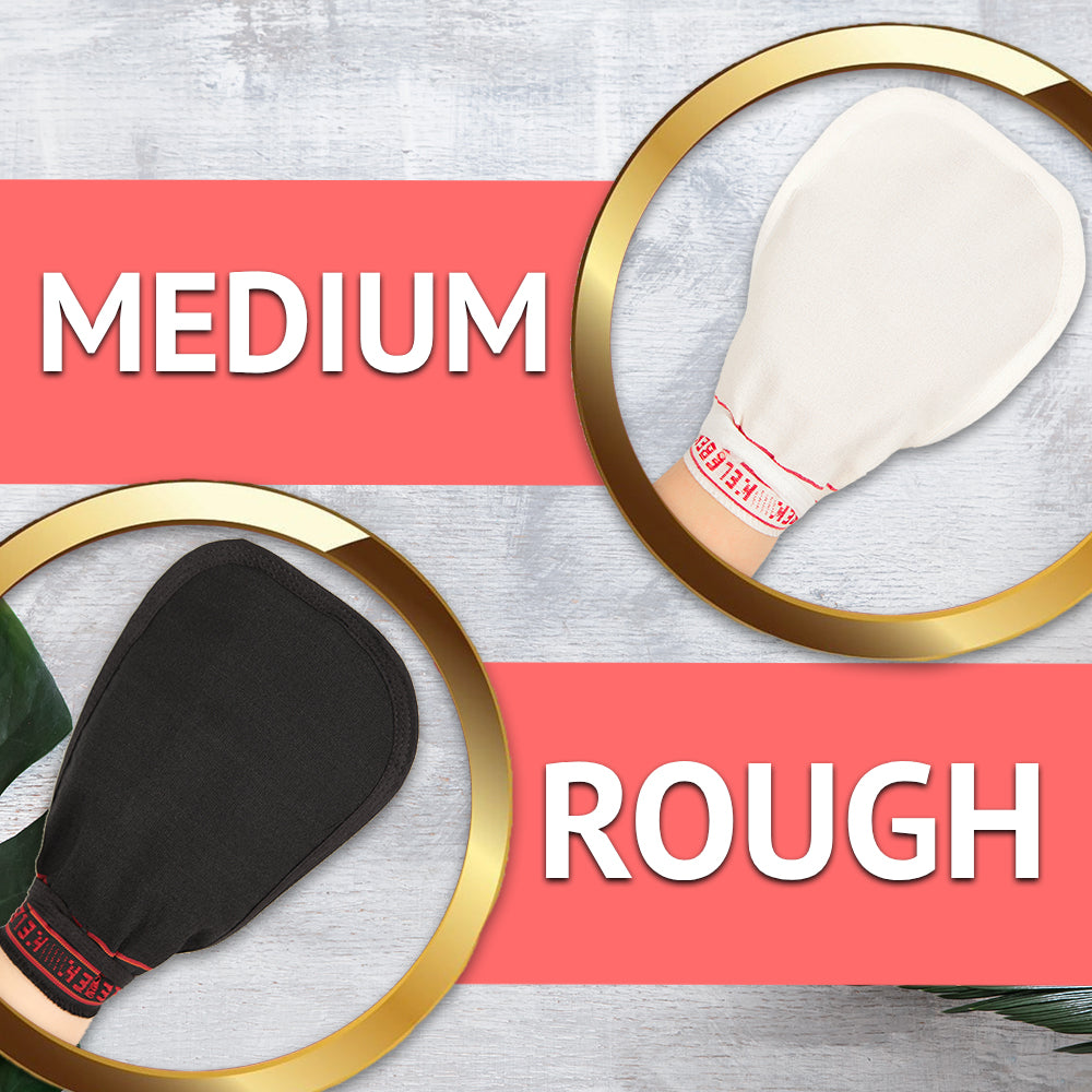 (2 Stück grob) Kelebek Premium Natürliche Peelinghandschuhe, Türkisches Hammam Kese, Original Peelinghandschuh, Körperpeeling für Männer und Frauen 