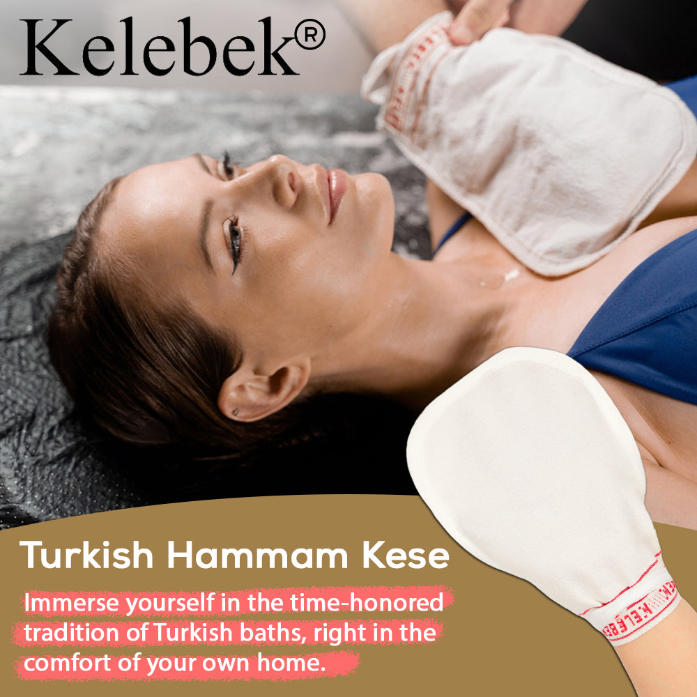 [2 Stück Medium] Kelebek Premium Natürliche Peelinghandschuhe, Türkisches Hammam Kese, Original Peelinghandschuh, Körperpeeling für Männer und Frauen 