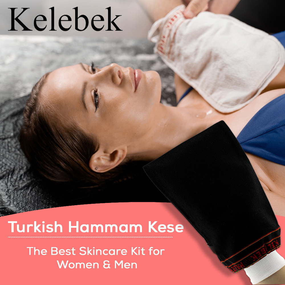 [2 Count Rough] Kelebek Premium Natürliche Peelinghandschuhe, Türkisches Hammam Kese, Original Peelinghandschuh, Körperpeeling für Männer und Frauen 