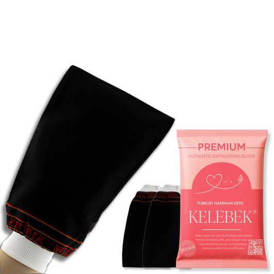 [2 Count Rough] Kelebek Premium Natürliche Peelinghandschuhe, Türkisches Hammam Kese, Original Peelinghandschuh, Körperpeeling für Männer und Frauen 